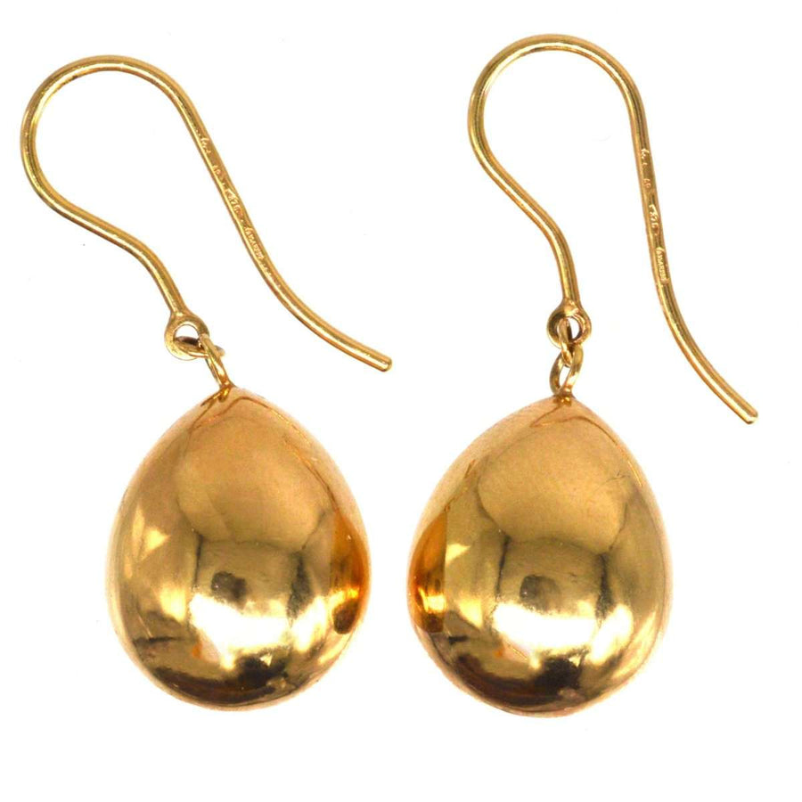 1940s 9ct gold earrings with large teardrop drops, perfect for any occasion.
