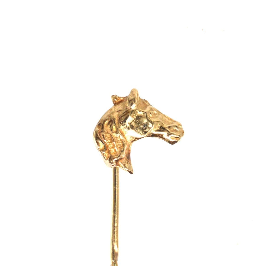 1950s 9ct Gold Horse Head Tie Pin | Parkin and Gerrish | Antique & Vintage Jewellery