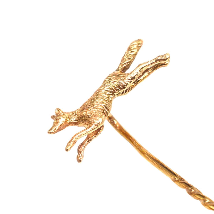 1950s 9ct Gold Running Fox Tie Pin | Parkin and Gerrish | Antique & Vintage Jewellery