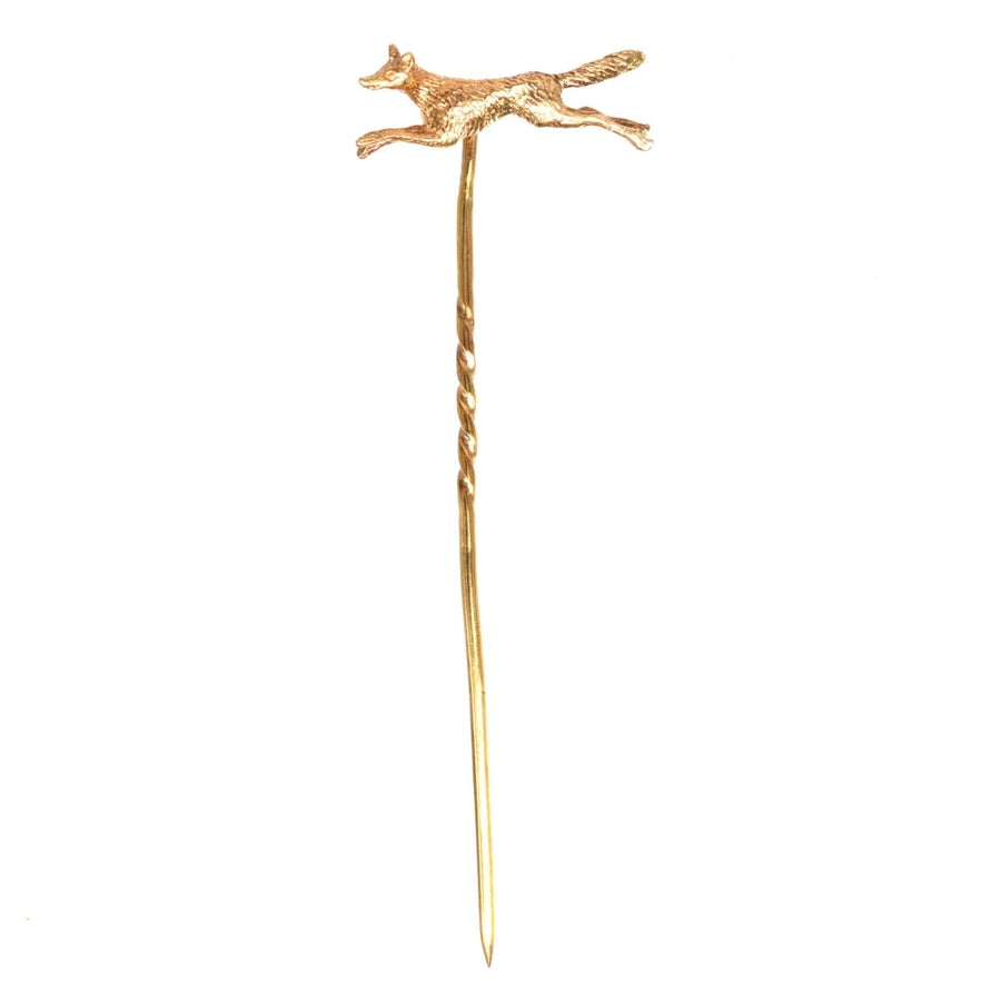 1950s 9ct Gold Running Fox Tie Pin | Parkin and Gerrish | Antique & Vintage Jewellery