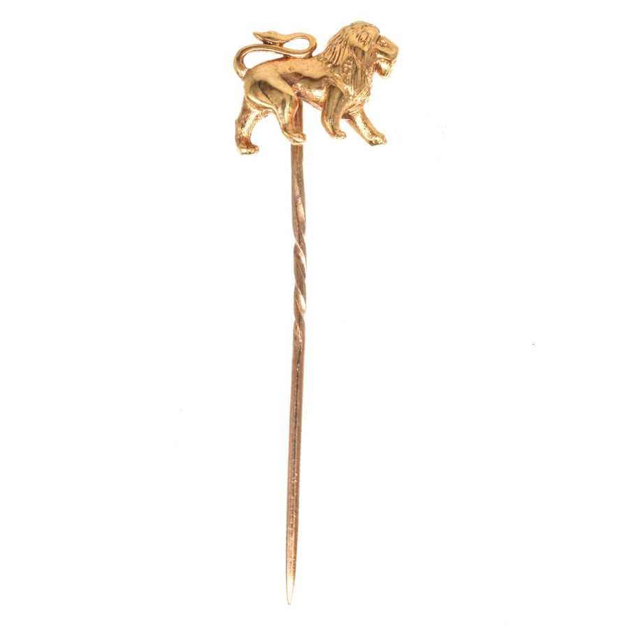 1950s Vintage 9ct Gold Lion Tie Pin | Parkin and Gerrish | Antique & Vintage Jewellery