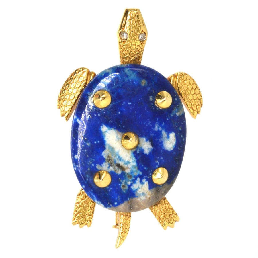 1950s Vintage Cartier Paris 18ct Gold and Lapis Lazuli Turtle Brooch | Parkin and Gerrish | Antique & Vintage Jewellery