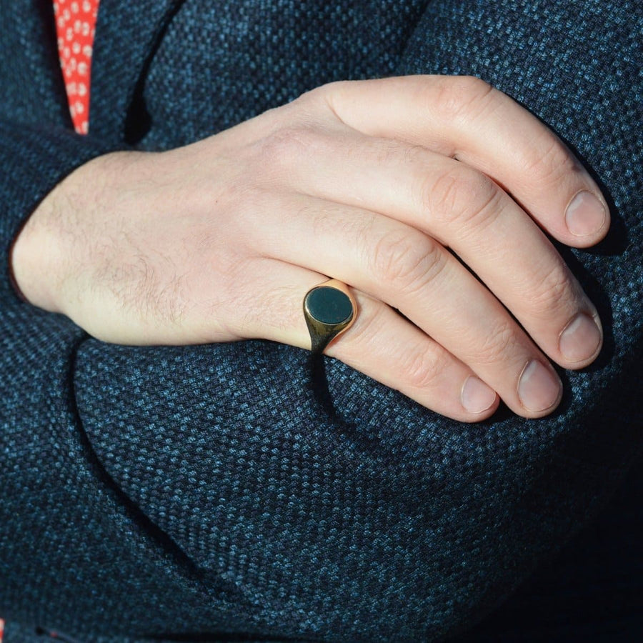 1960s 9ct Gold Signet Ring with a Bloodstone | Parkin and Gerrish | Antique & Vintage Jewellery