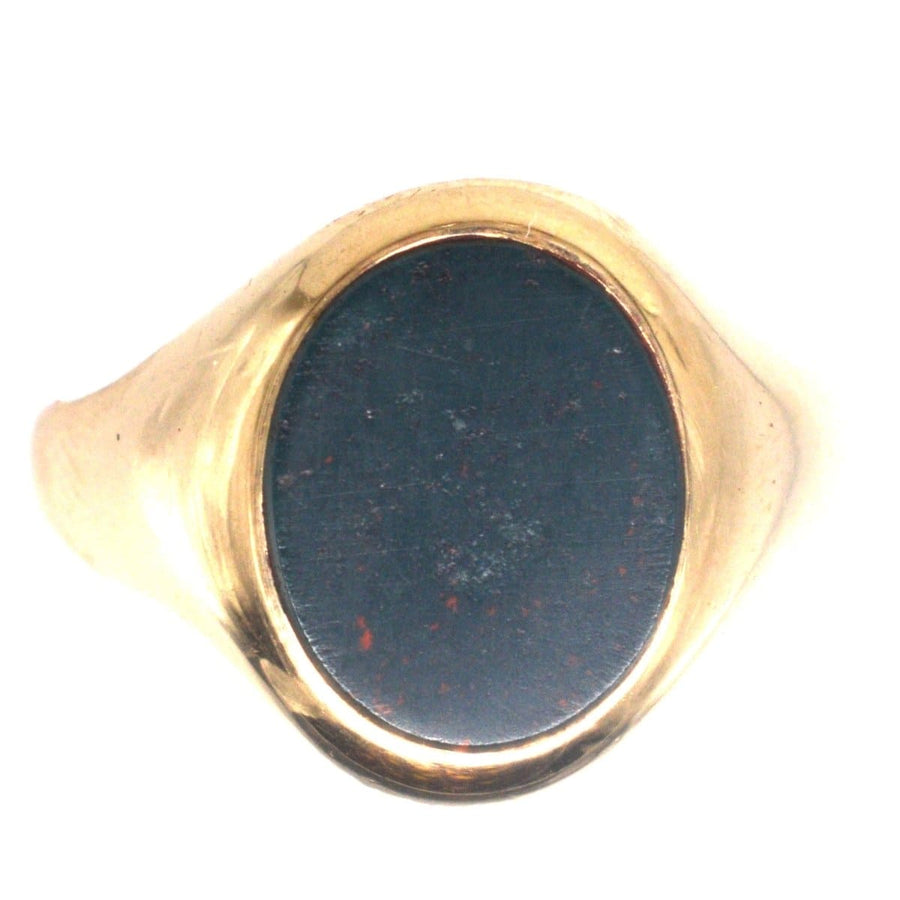 1960s 9ct Gold Signet Ring with a Bloodstone | Parkin and Gerrish | Antique & Vintage Jewellery