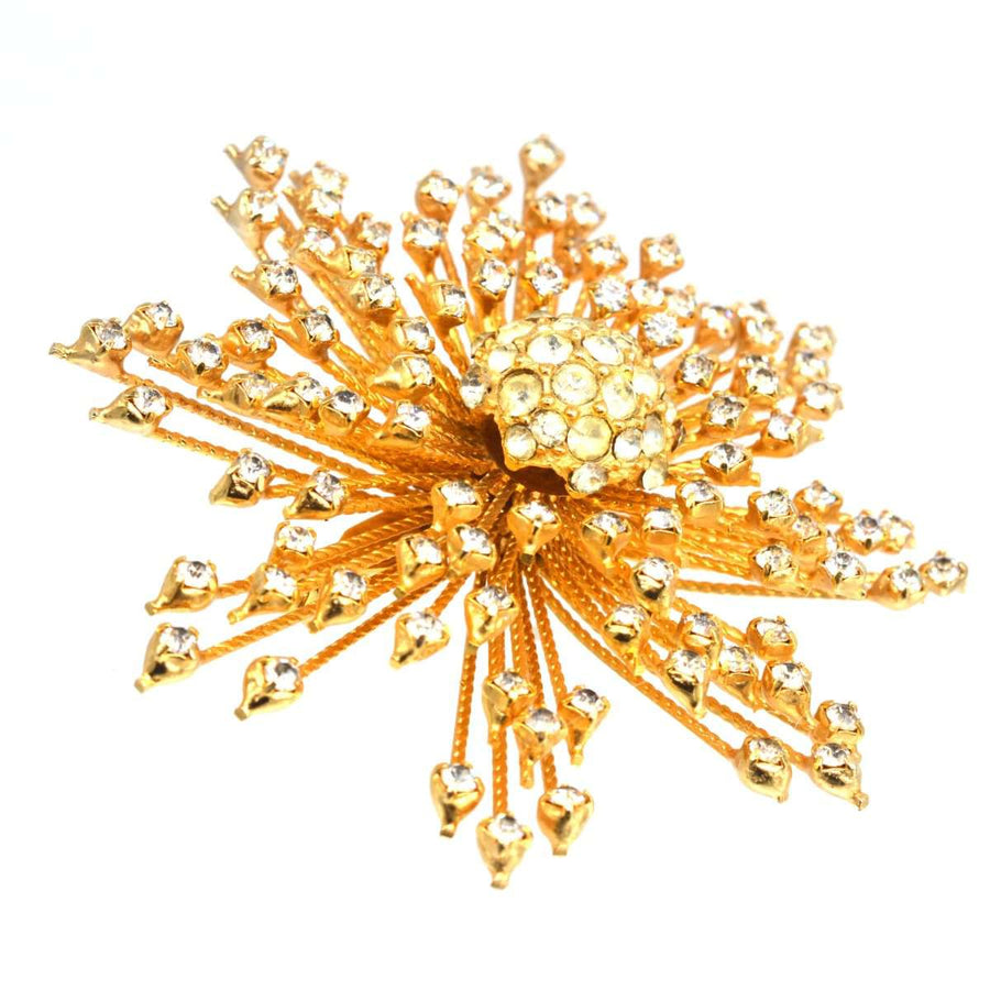 1960s Warner Starburst Goldtone Paste Brooch | Parkin and Gerrish | Antique & Vintage Jewellery