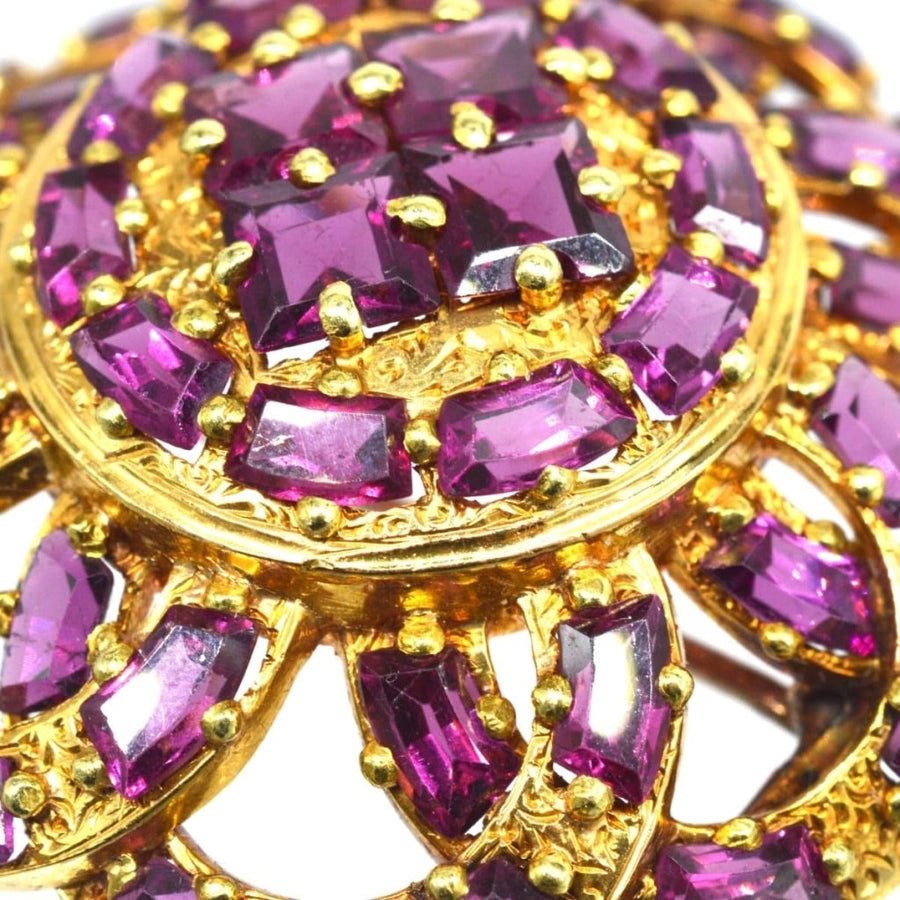 19th Century French Gold Rhodolite Garnet Round Brooch and Pendant | Parkin and Gerrish (UK)