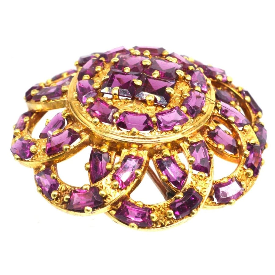19th Century French Gold Rhodolite Garnet Round Brooch and Pendant | Parkin and Gerrish (UK)