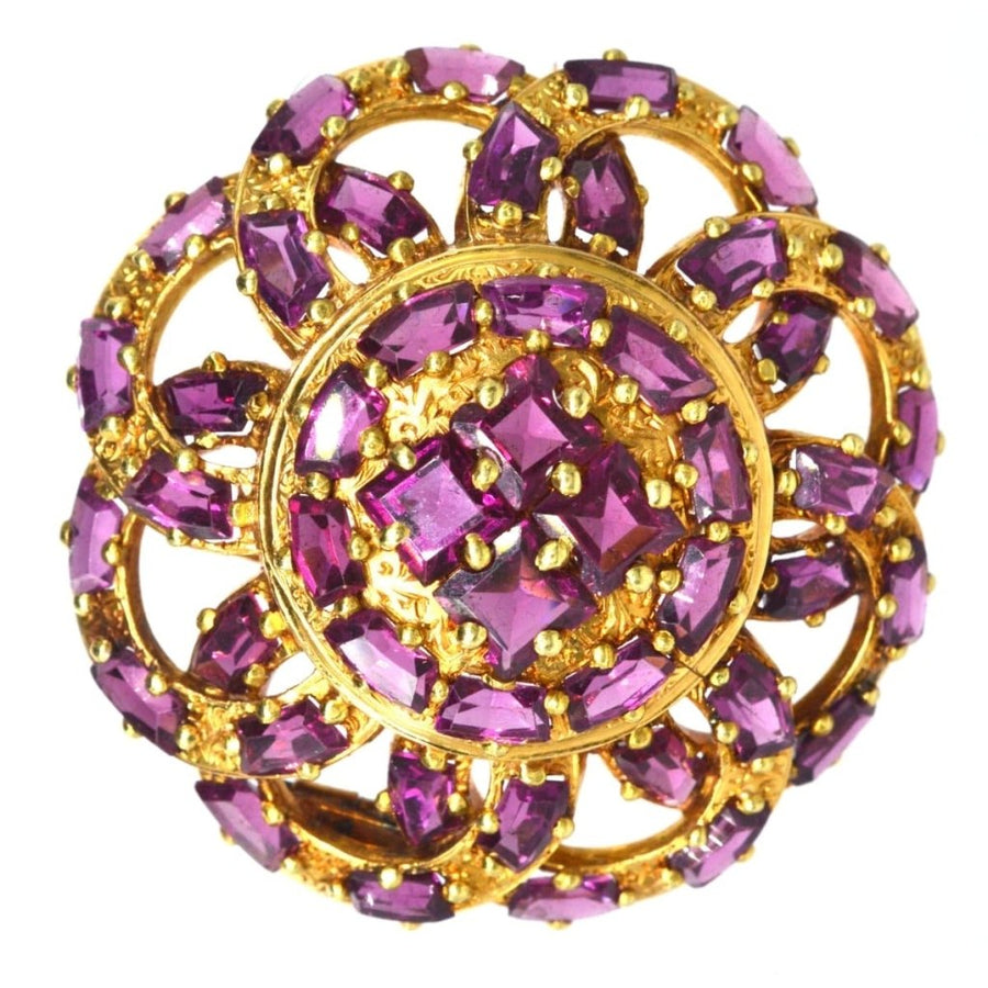 19th Century French Gold Rhodolite Garnet Round Brooch and Pendant | Parkin and Gerrish (UK)
