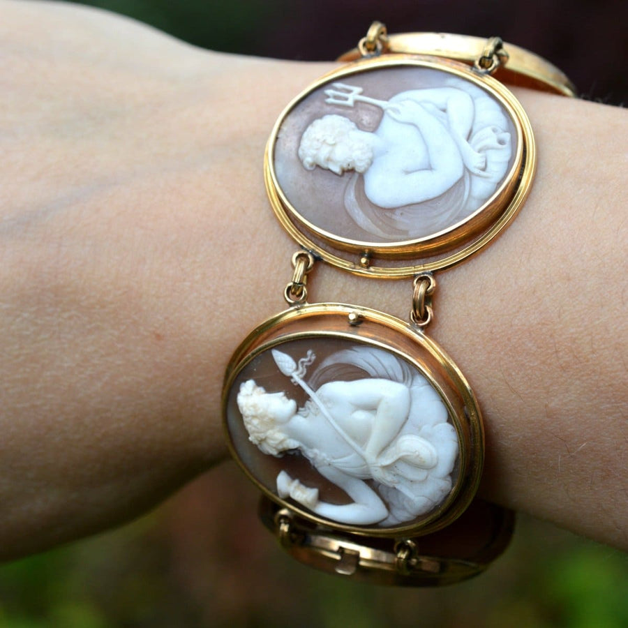 19th Century Grand Tour 18ct Gold Carved Cameo of God and Goddess Bracelet | Parkin and Gerrish | Antique & Vintage Jewellery