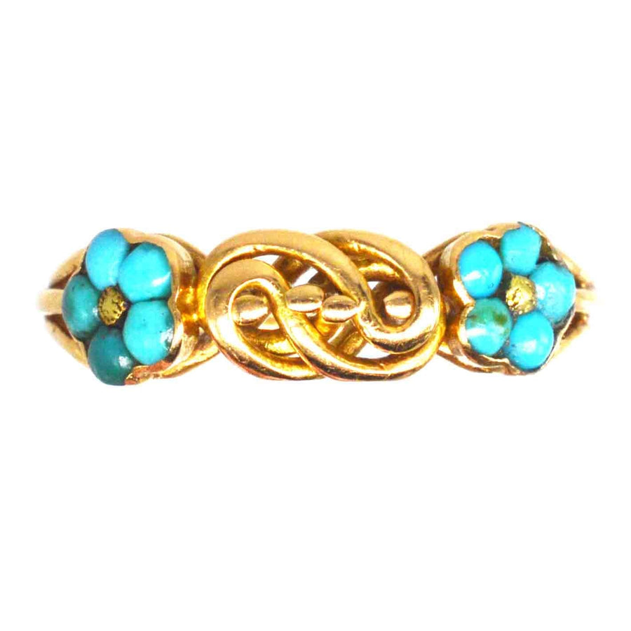 Regency 18ct Gold Forget Me Not Turquoise and Gold Knot Ring