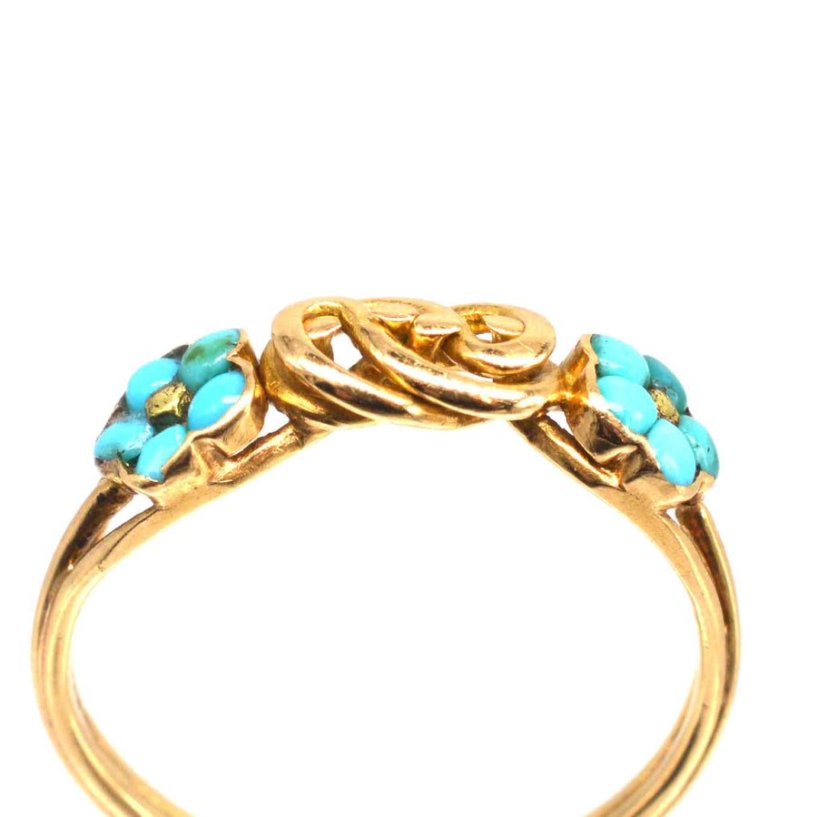 Regency 18ct Gold Forget Me Not Turquoise and Gold Knot Ring