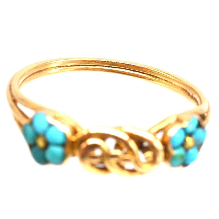 Regency 18ct Gold Forget Me Not Turquoise and Gold Knot Ring