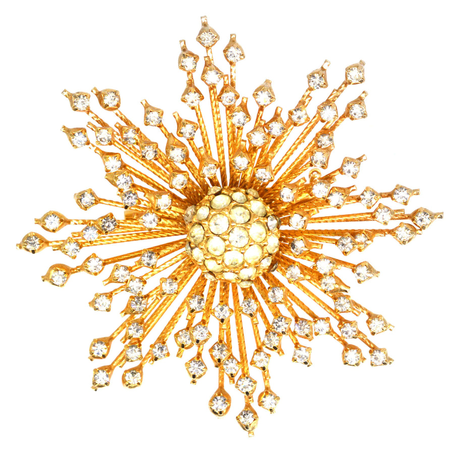 1960s Warner Starburst Goldtone Paste Brooch