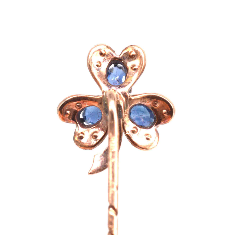 Early 20th Century 8ct Gold Sapphire and Seed Pearl Tie Pin