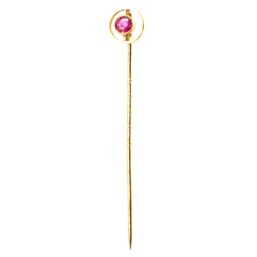 Edwardian 18ct Gold Ruby Tie Pin