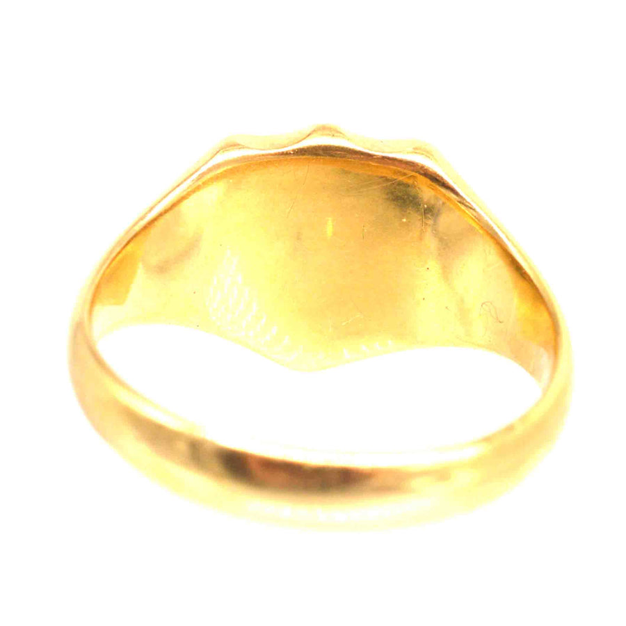 Interior view of a Victorian 18ct gold signet ring showcasing its smooth, polished band and elegant design.