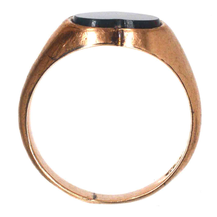 Edwardian 9ct Gold & Heart Bloodstone Signet Ring