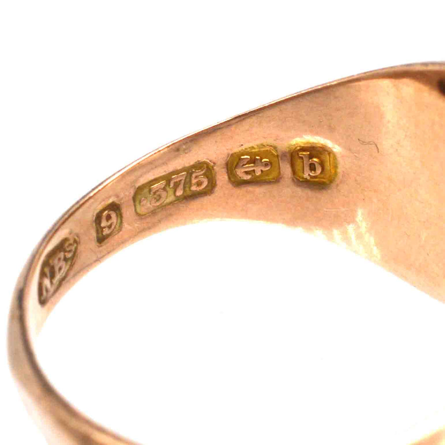 Edwardian 9ct Gold & Heart Bloodstone Signet Ring
