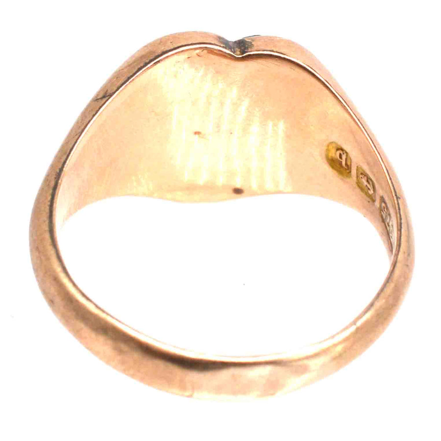 Edwardian 9ct Gold & Heart Bloodstone Signet Ring