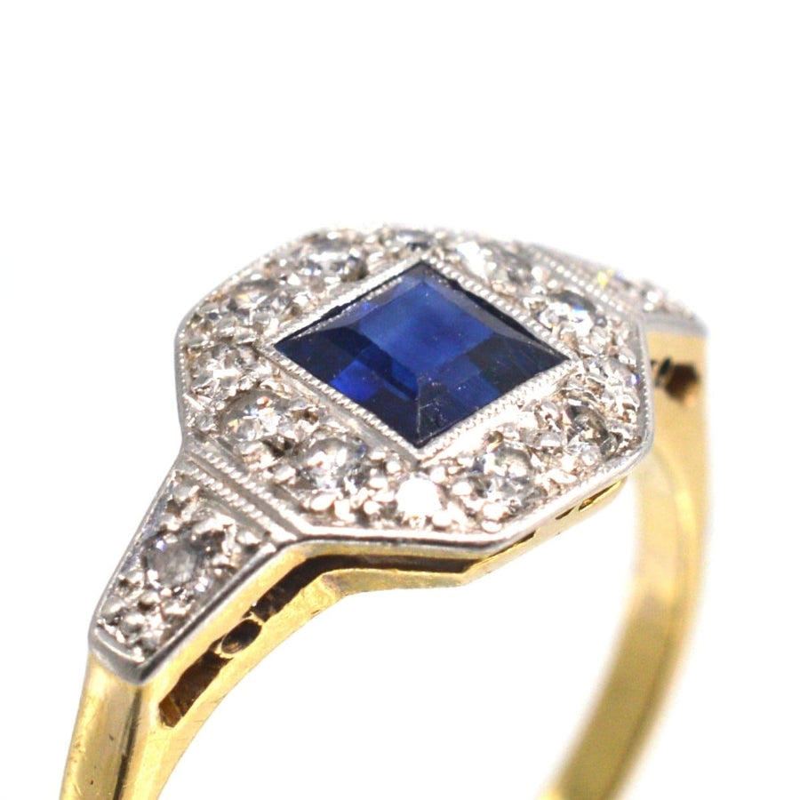 Art Deco 18ct and Platinum, Sapphire and Diamond Ring | Parkin and Gerrish | Antique & Vintage Jewellery