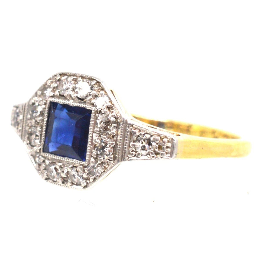 Art Deco 18ct and Platinum, Sapphire and Diamond Ring | Parkin and Gerrish | Antique & Vintage Jewellery