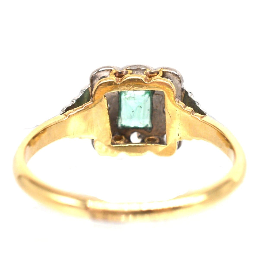 Art Deco 18ct Gold and Platinum Emerald and Diamond Ring | Parkin and Gerrish | Antique & Vintage Jewellery