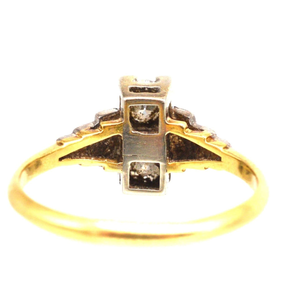 Art Deco 18ct Gold and Platinum Two Stone Diamond Ring | Parkin and Gerrish | Antique & Vintage Jewellery