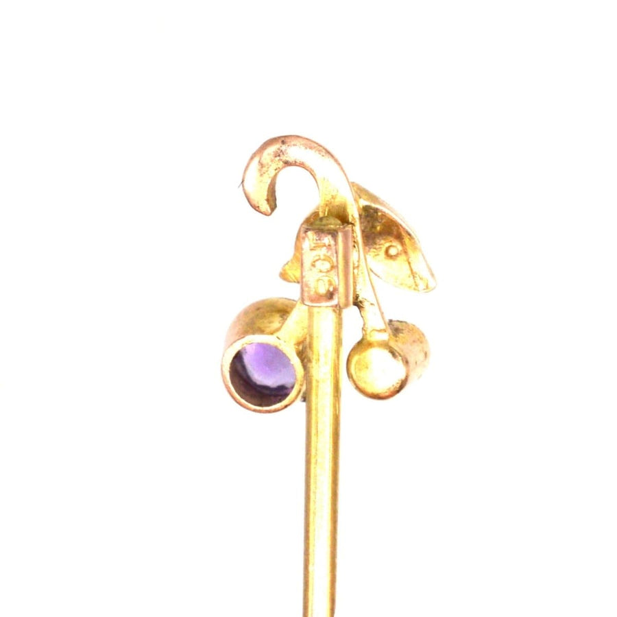 Art Deco 9ct Gold Amethyst and Pearl Tie Pin | Parkin and Gerrish | Antique & Vintage Jewellery