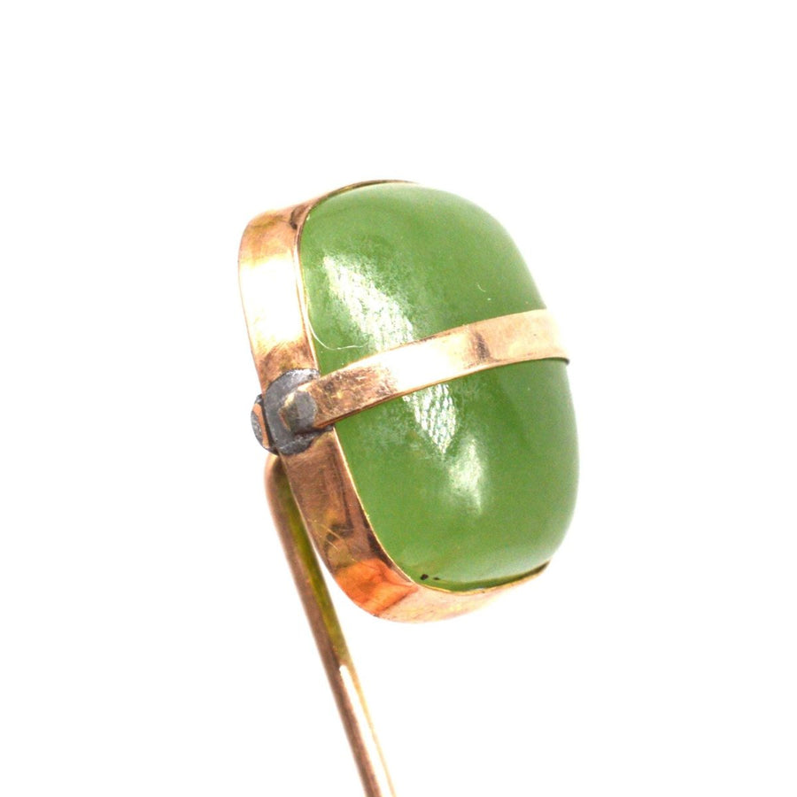 Art Deco 9ct Gold and Nephrite Jade Tie Pin
