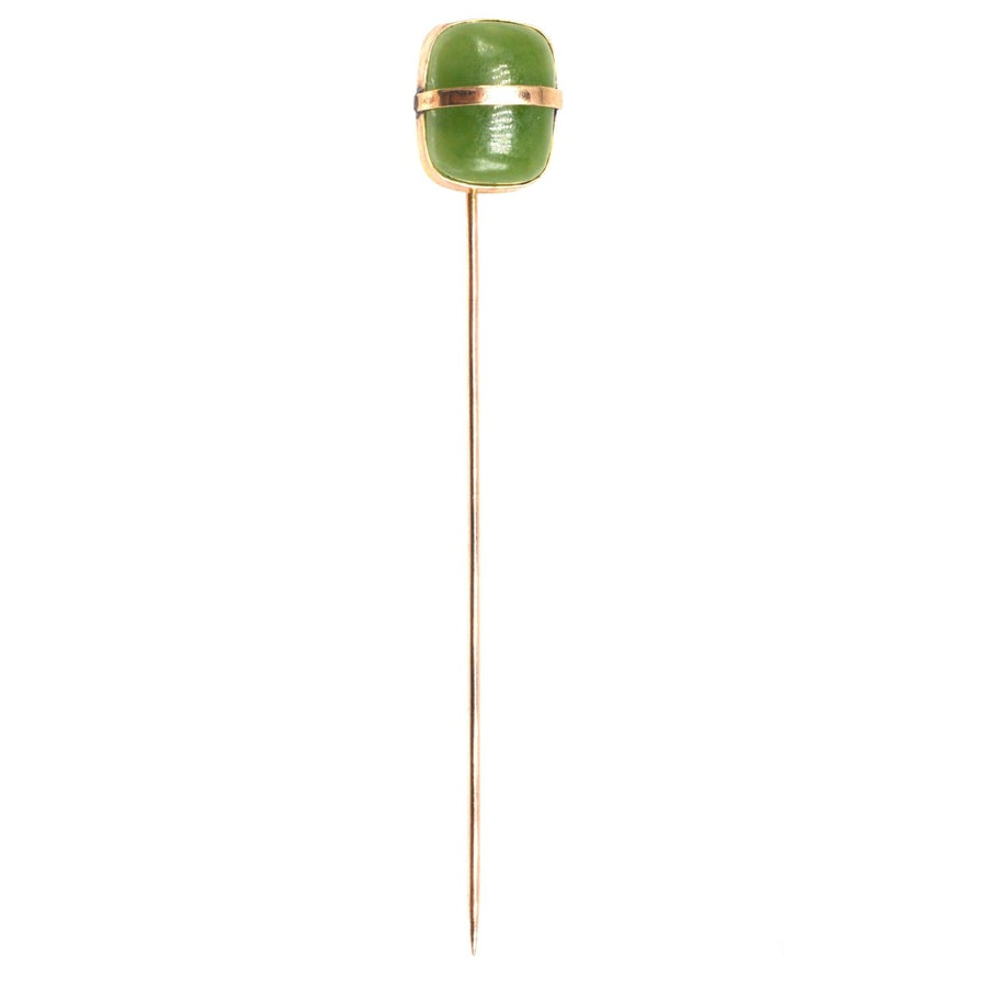 Art Deco 9ct Gold and Nephrite Jade Tie Pin