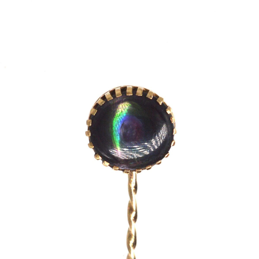 Art Deco 9ct Gold Black Mother of Pearl Tie Pin | Parkin and Gerrish | Antique & Vintage Jewellery