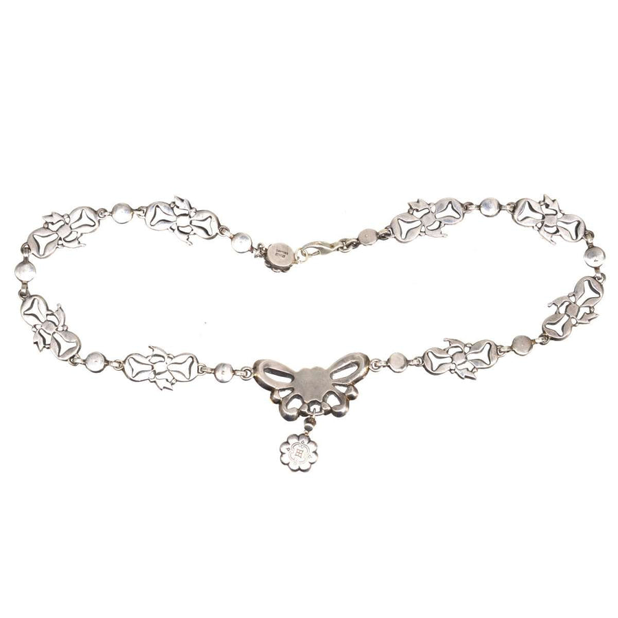 Art Deco Ciro Silver Paste Necklace with Bow Details | Parkin and Gerrish | Antique & Vintage Jewellery