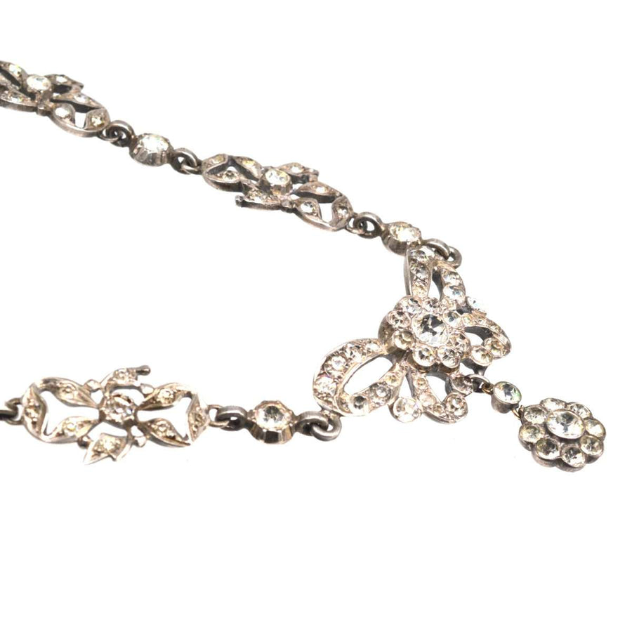 Art Deco Ciro Silver Paste Necklace with Bow Details | Parkin and Gerrish | Antique & Vintage Jewellery
