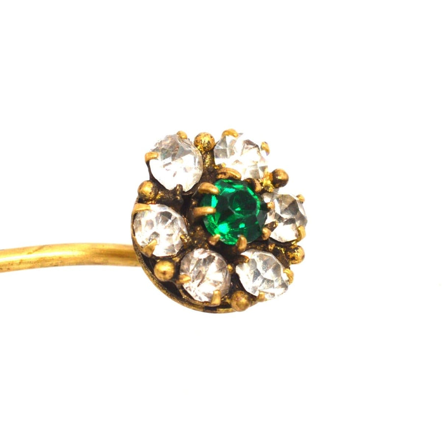 Art Deco Green "Emerald" and White Paste Tie Pin | Parkin and Gerrish | Antique & Vintage Jewellery