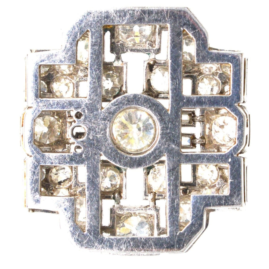 Art Deco Platinum 7 Carat Diamond Brooch in Original Case with a Pearl Necklace Attachment | Parkin and Gerrish | Antique & Vintage Jewellery