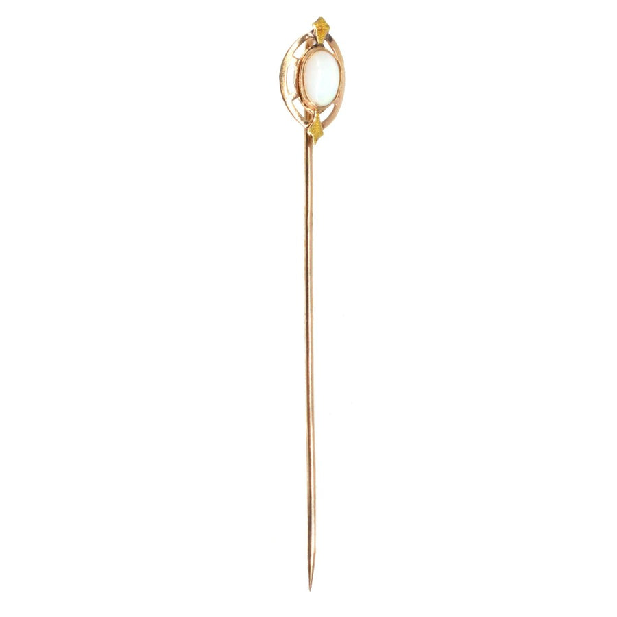 Art Nouveau 10k Gold Opal Tie Pin | Parkin and Gerrish | Antique & Vintage Jewellery