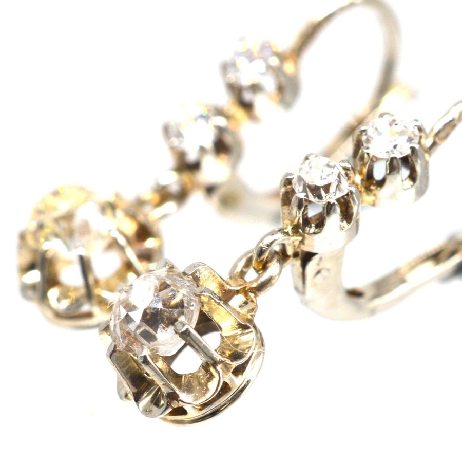 Belle Epoque 18ct White Gold and Platinum Old Mine Cut Diamond Dangling Earrings | Parkin and Gerrish (UK)
