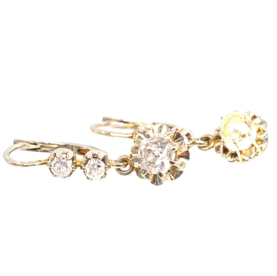 Belle Epoque 18ct White Gold and Platinum Old Mine Cut Diamond Dangling Earrings | Parkin and Gerrish (UK)