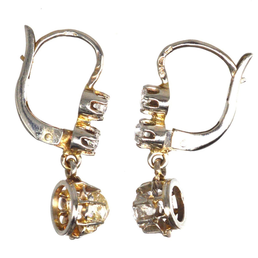 Belle Epoque 18ct White Gold and Platinum Old Mine Cut Diamond Dangling Earrings | Parkin and Gerrish (UK)