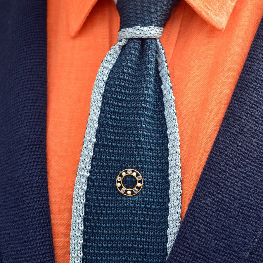 Early 20th Century 10ct Gold Cornflower Sapphire & Seed Pearl Tie Pin | Parkin and Gerrish (UK)