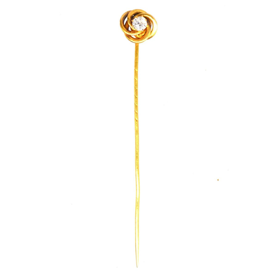 Early 20th Century 14ct Gold Knot and Diamond Tie Pin | Parkin and Gerrish | Antique & Vintage Jewellery