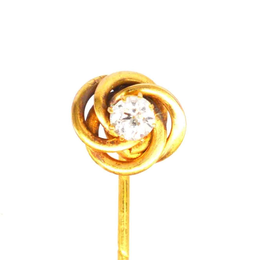 Early 20th Century 14ct Gold Knot and Diamond Tie Pin | Parkin and Gerrish | Antique & Vintage Jewellery
