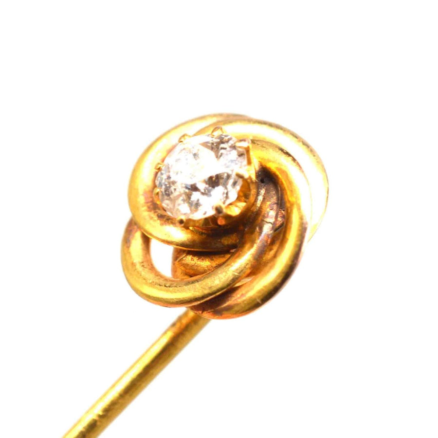 Early 20th Century 14ct Gold Knot and Diamond Tie Pin | Parkin and Gerrish | Antique & Vintage Jewellery