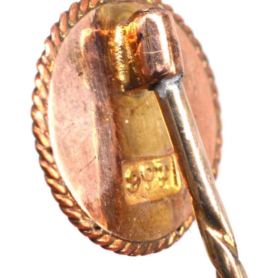 Early 20th Century 9ct Gold Pearl Flat Circle Tie Pin | Parkin and Gerrish | Antique & Vintage Jewellery