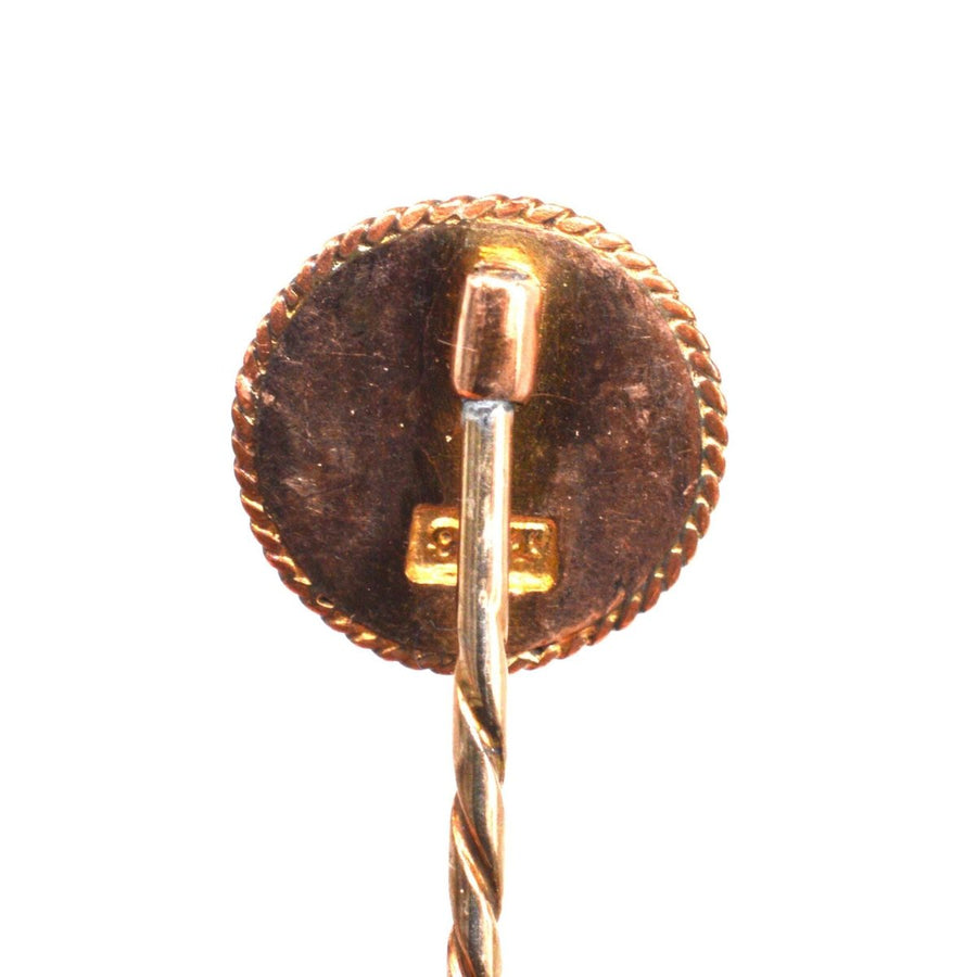 Early 20th Century 9ct Gold Pearl Flat Circle Tie Pin | Parkin and Gerrish | Antique & Vintage Jewellery
