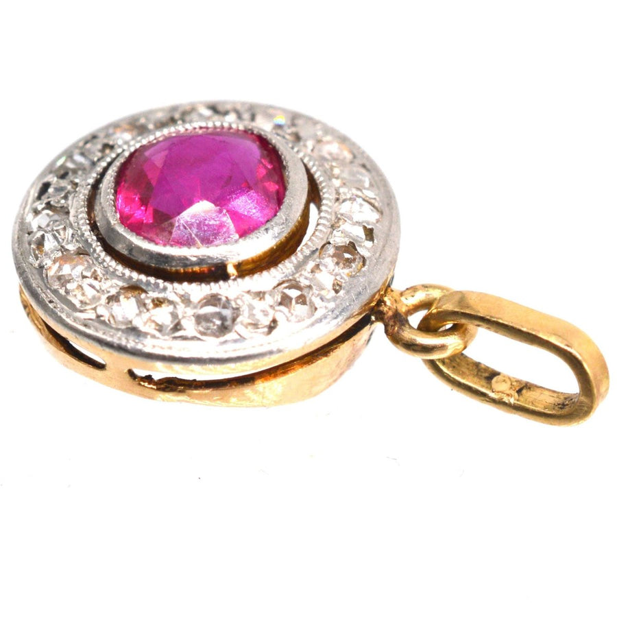Early 20th Century Synthetic Ruby and Rose - Cut Diamond Pendant | Parkin and Gerrish (UK)