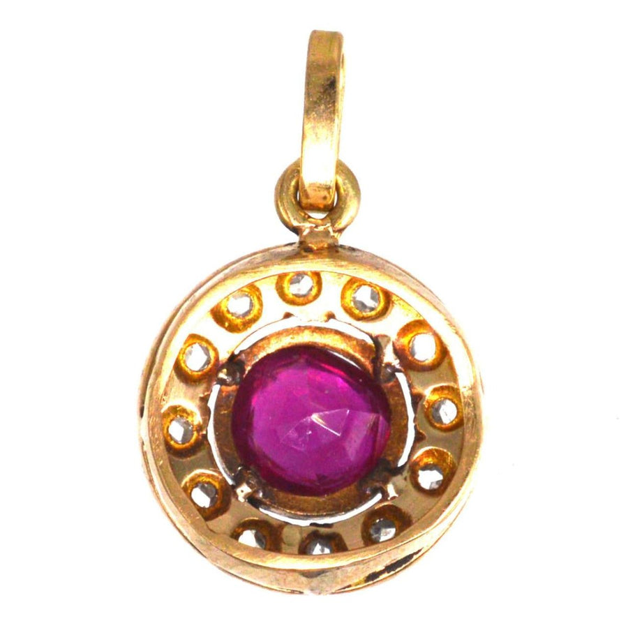 Early 20th Century Synthetic Ruby and Rose - Cut Diamond Pendant | Parkin and Gerrish (UK)