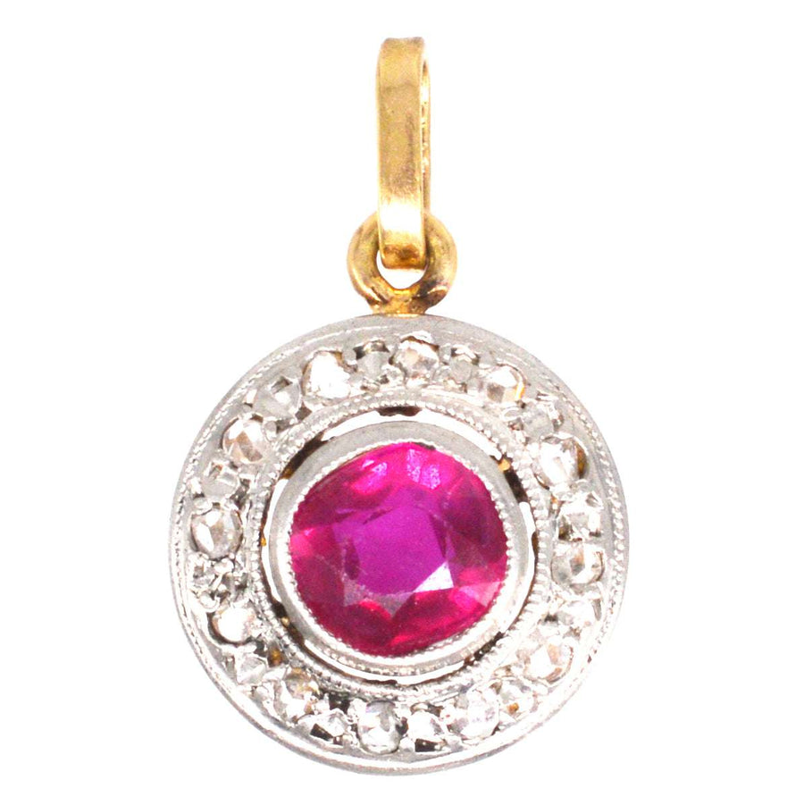 Early 20th Century Synthetic Ruby and Rose - Cut Diamond Pendant | Parkin and Gerrish (UK)