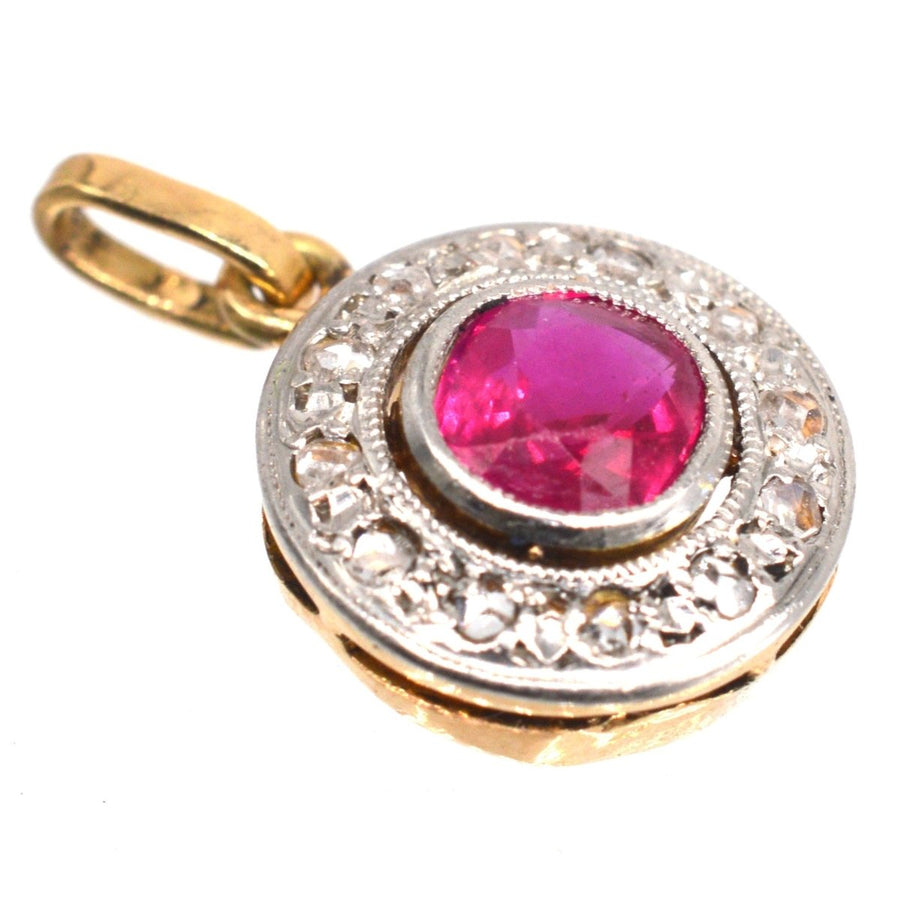 Early 20th Century Synthetic Ruby and Rose - Cut Diamond Pendant | Parkin and Gerrish (UK)