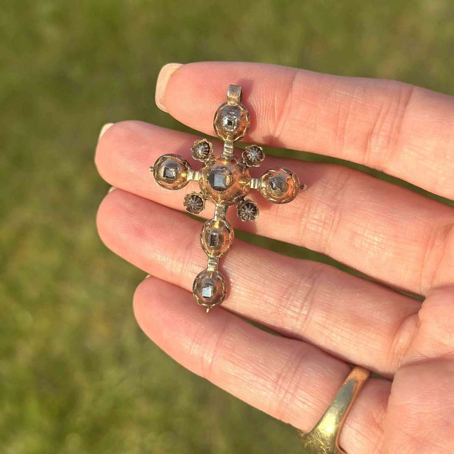 Early Georgian Gold Cross Pendant Set with Table - Cut and Rose - Cut Diamonds | Parkin and Gerrish (UK)